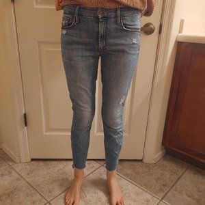 Mother High Waisted Looker Ankle Fray Jean Doodling Damsel Size 26